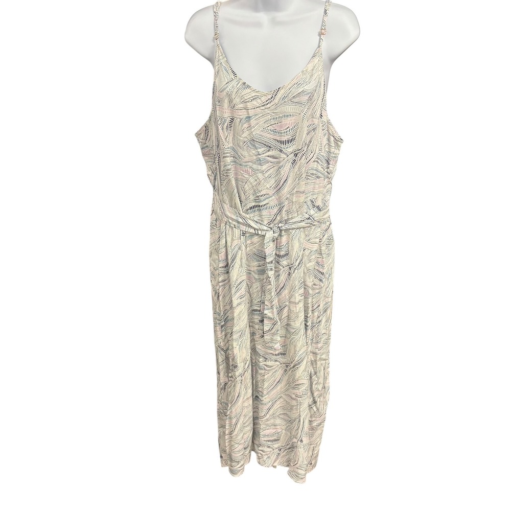 Carve‎ Designs Women's XL Sleeveless Midi Dress White Abstract Tie Waist